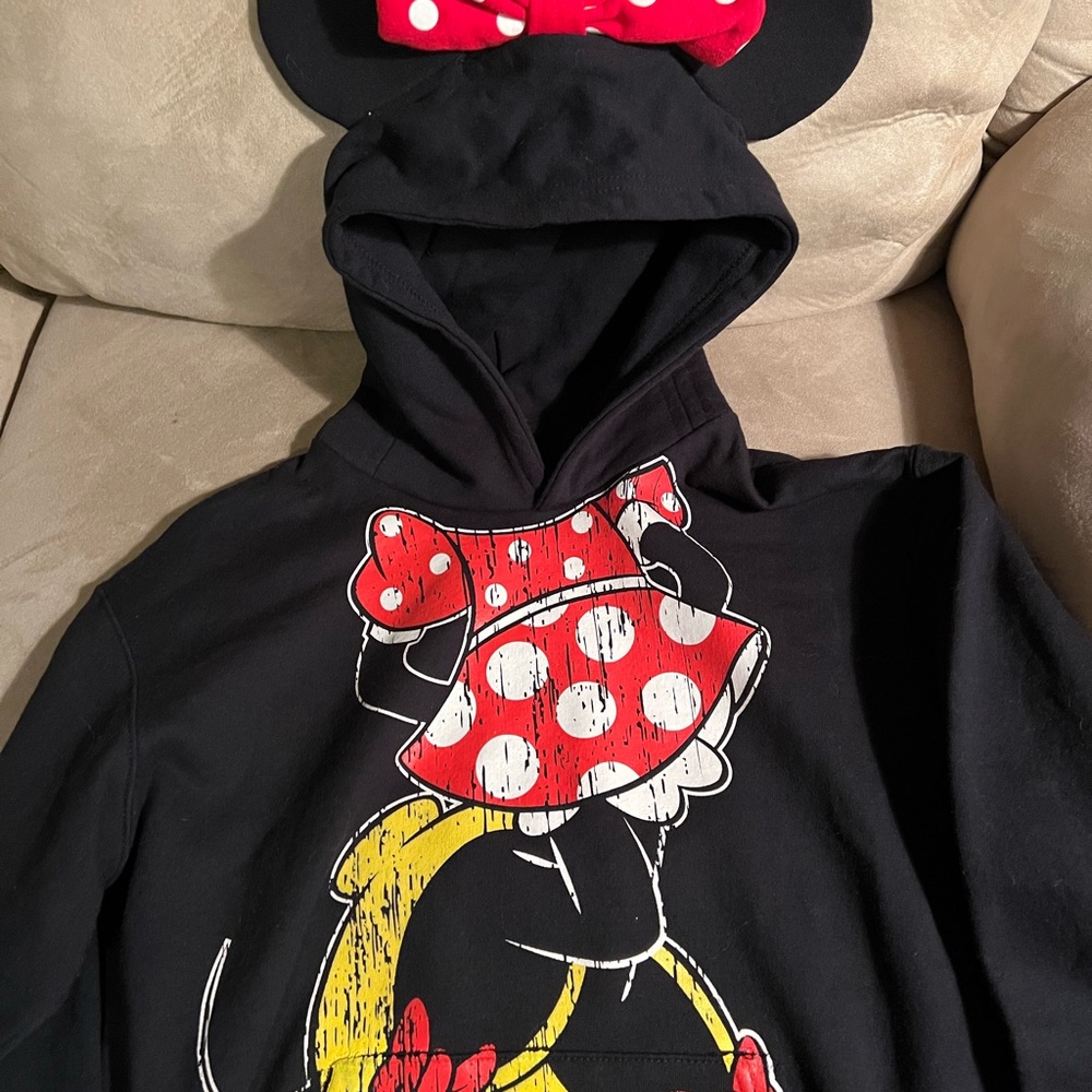 Disney World Minnie Mouse character hooded sweatshirt